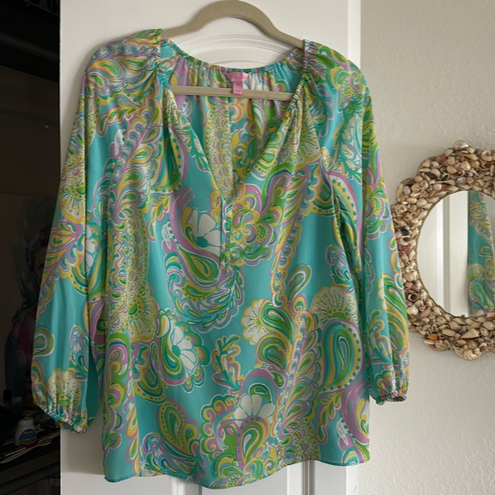 M Lilly Pulitzer Sarabeth SilkTop in Double Trouble